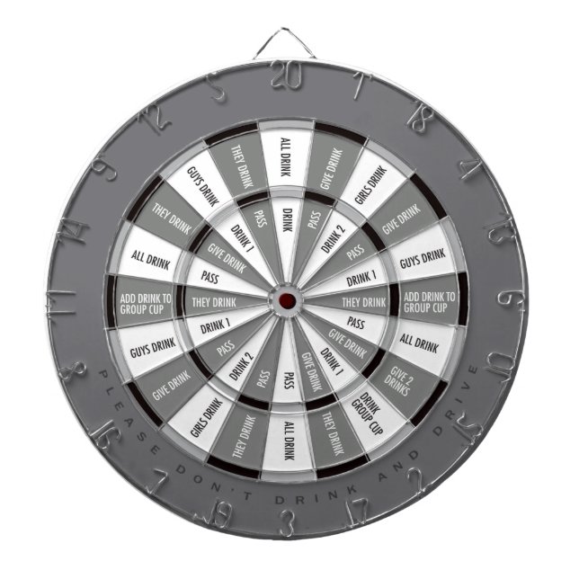 Drinking Game in Black and White and Grey Dartboard (Front)
