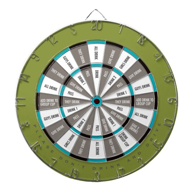 Drinking Game in Green, Grey and Teal blue Dartboard (Front)