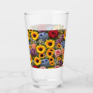 Drinking Glass - Sunflower Rose Bouquet #2