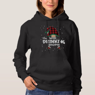 Drinking Gnome Buffalo Plaid Matching Christmas Gi Hoodie