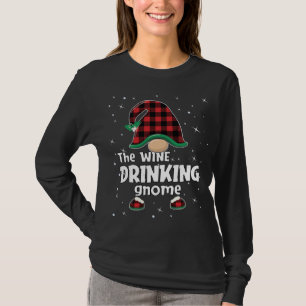 Drinking Gnome Buffalo Plaid Matching Christmas Gi T-Shirt
