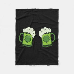 Drinking Green Beer Breast Shamrock Irish Patricks Fleece Blanket