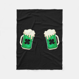 Drinking Green Beer Breast Shamrock Irish St Patri Fleece Blanket