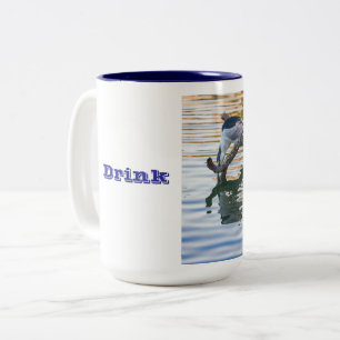 Drinking Heron Two-Tone Coffee Mug