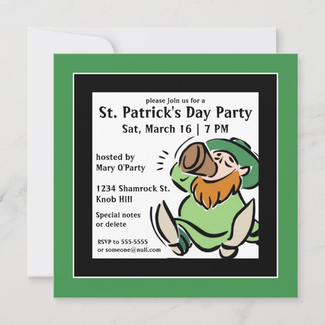 Drinking Leprechaun Invitation (Front)