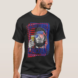 Drinking Like Lincoln 4th Of July Men Abraham Meri T-Shirt
