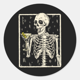 Drinking Martini Tail Retro Halloween Costume Classic Round Sticker