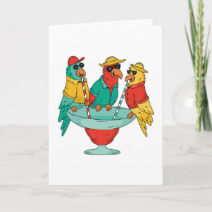 Drinking Parrots Card