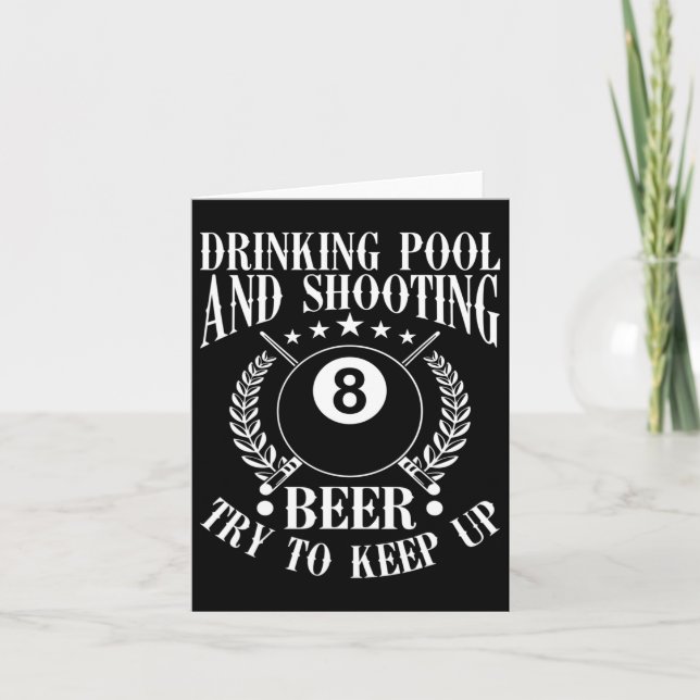 Drinking Pool And Shooting Beer Funny Billiards Gi Card (Front)