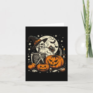 Drinking Skeleton Pumpkin Halloween Costume Women Card