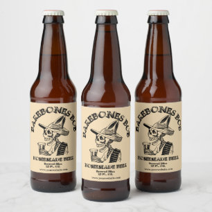 Drinking Skeleton Template Beer Bottle Label