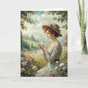 Drinking Tea in Garden Card