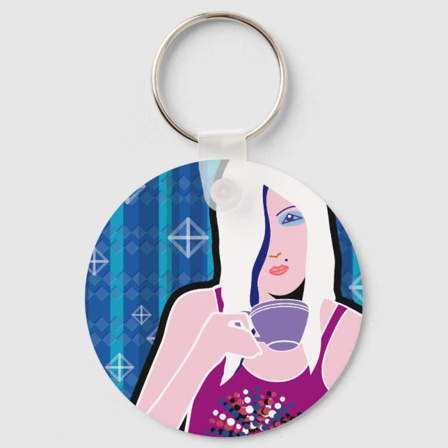 Drinking Tea Key Ring (Front)