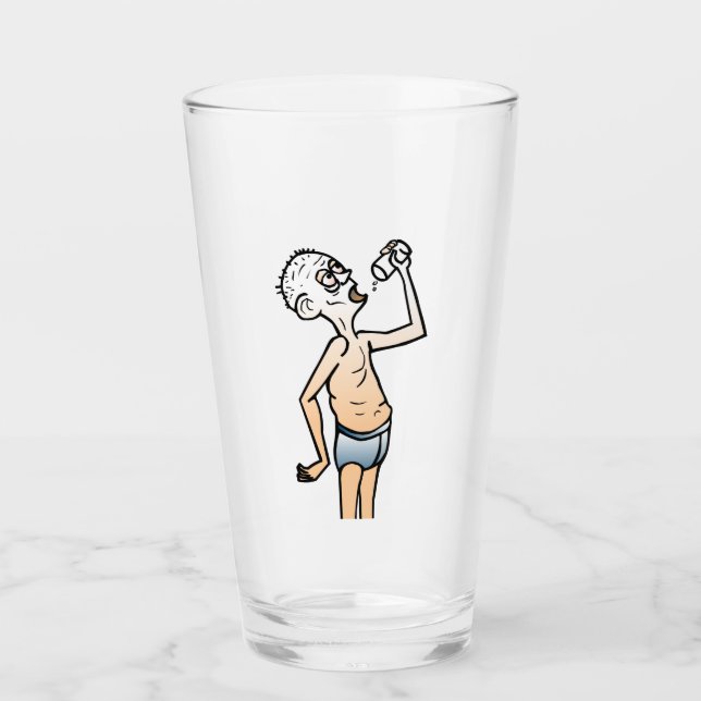 Drinking Thirsty Man Glass (Front)