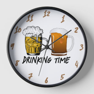 Drinking Time Wood Framed Clock