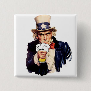 Drinking Uncle Sam 15 Cm Square Badge