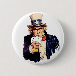 Drinking Uncle Sam 6 Cm Round Badge