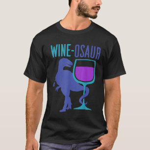 Drinking Wine Osaur Dino With Glass Graphic T-Shirt