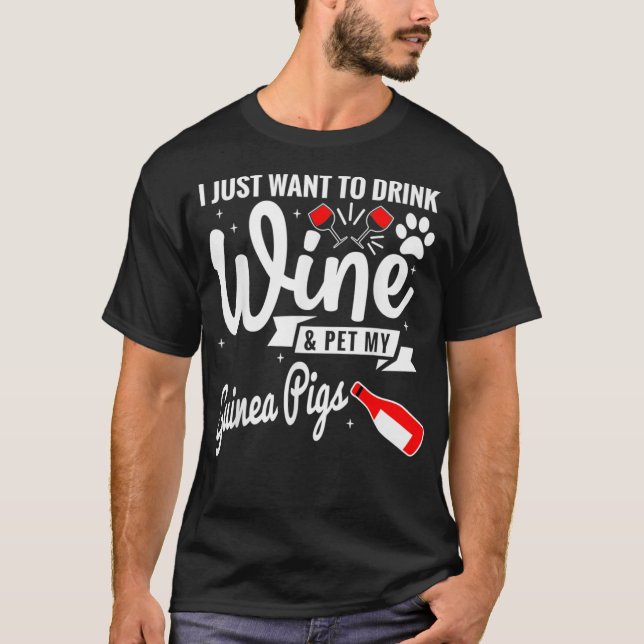 Drinking wine petting guinea pigs Premium  T-Shirt (Front)