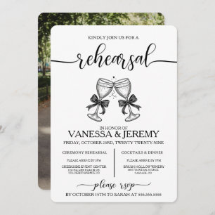 Drinks and Bows Rehearsal Dinner Invitation
