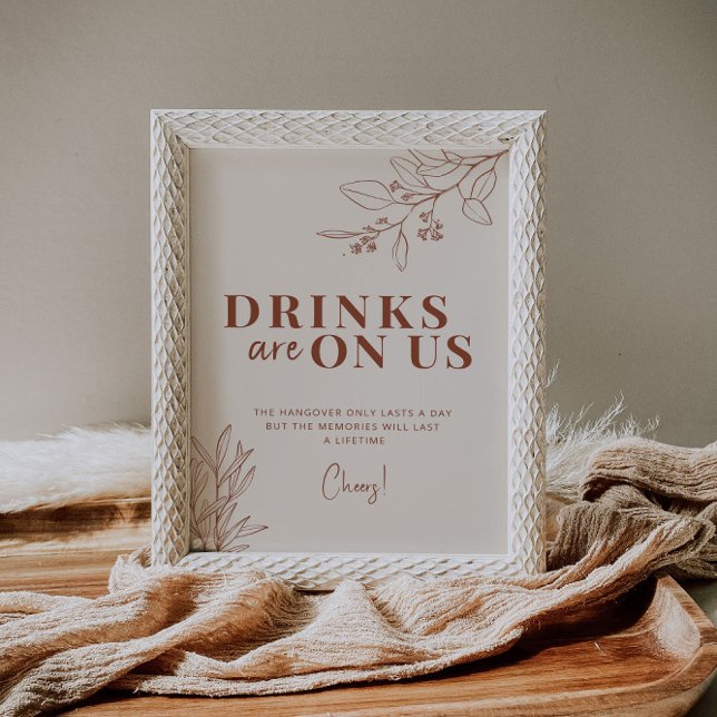 Drinks Are On Us Boho Wedding Sign  (Creator Uploaded)