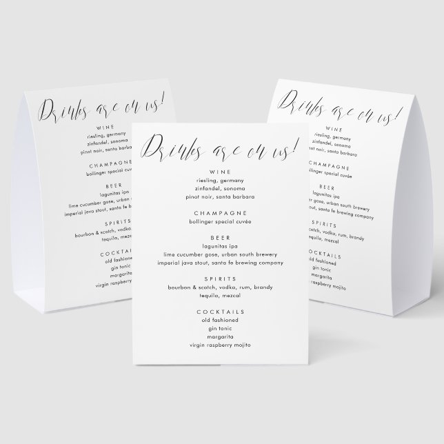 Drinks Are On Us Modern Calligraphy Wedding Bar (Insitu(Multi))