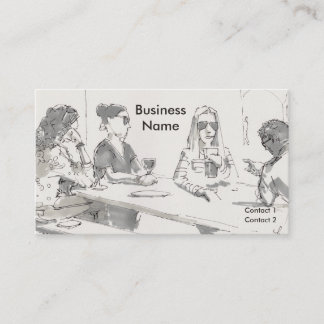 Drinks at pub lunch time drawing business card