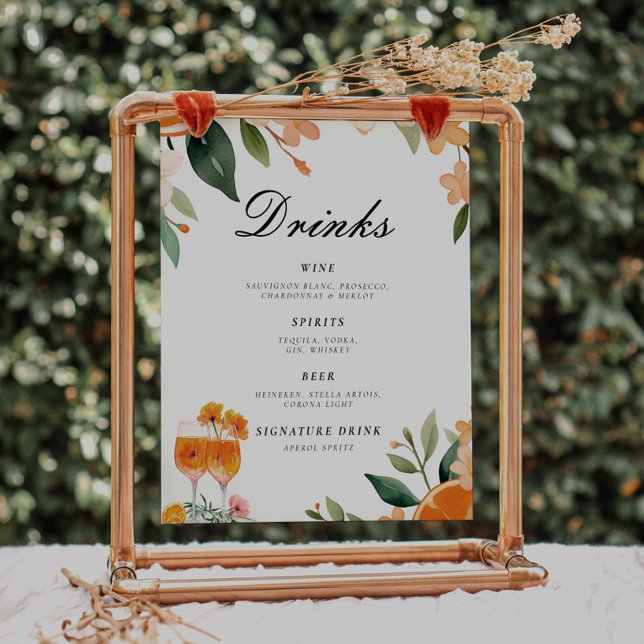 Drinks Bar Aperol Spritz Bridal Shower Table Sign (Creator Uploaded)