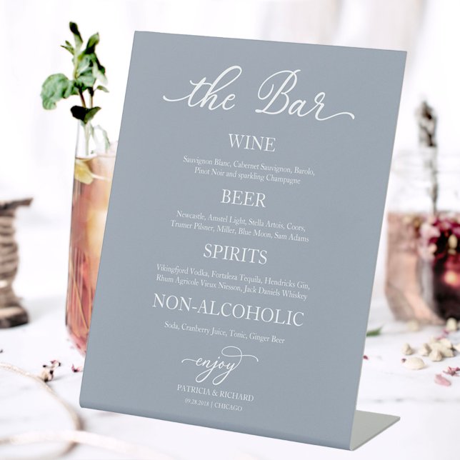Drinks Bar Elegant Dusty Blue Wedding Sign (Creator Uploaded)