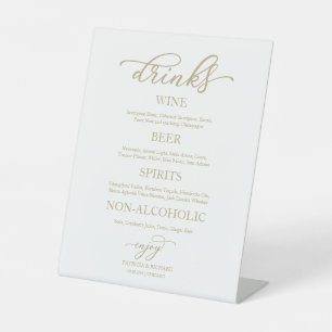 Drinks Bar Elegant Gold Script Wedding Sign