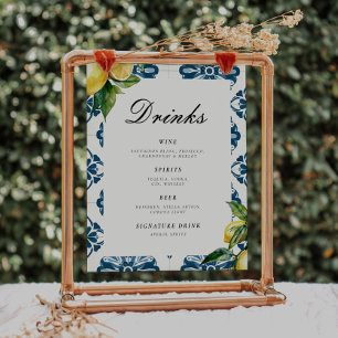 Drinks Bar Lemon Positano Wedding Table Sign