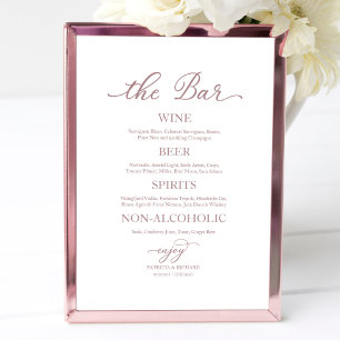 Drinks Bar Rose Gold Calligraphy Wedding Sign