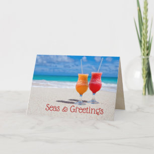 Drinks Beach Christmas Seas n Greetings Folded Card