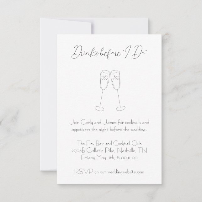 Drinks Before I Do Wedding Rehearsal Welcome Invitation (Front)