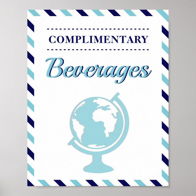 Drinks Beverages Navy Blue Travel Aeroplane Airlin Poster (Front)