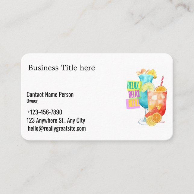 drinks   Business card (editable) (Front)