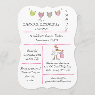 Drinks, Diapers & Dudes - Invitation