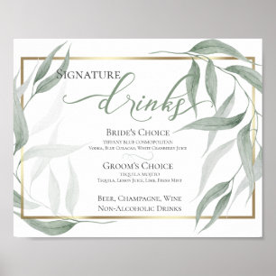 Drinks    Dusty Green Woodland Watercolor Foliage Poster
