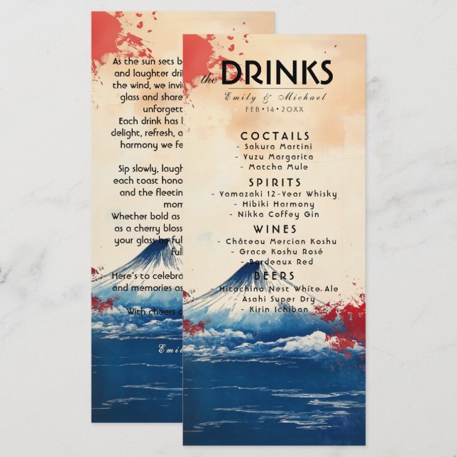Drinks + lovely text Japonesque Harmony with Fuji Menu (Front/Back)