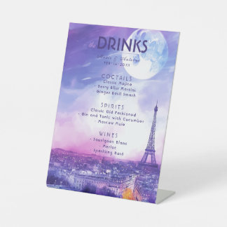 Drinks Menu Amour Éternel à la Parisienne Pedestal Sign