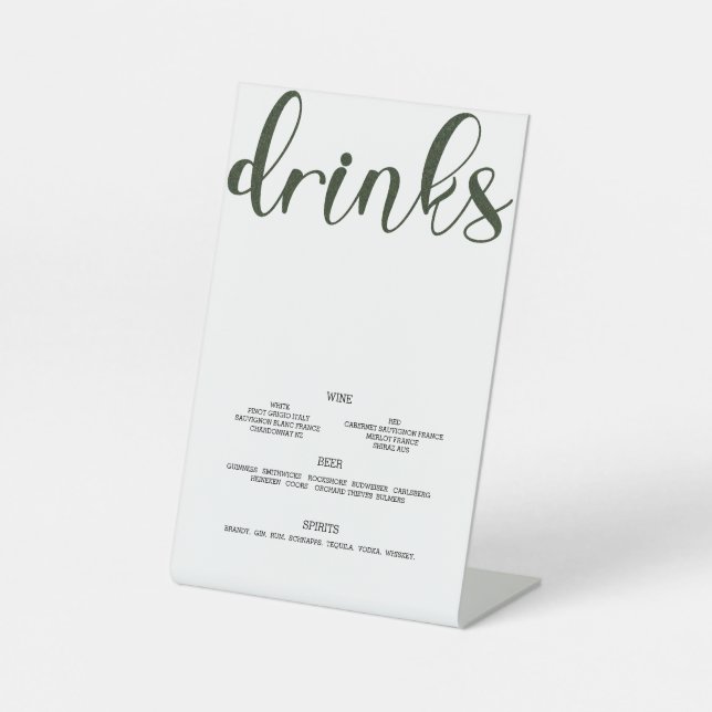 Drinks Menu Artificial Grass  Pedestal Sign (Front)