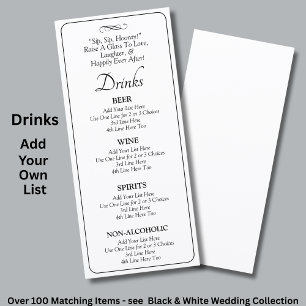 Drinks Menu Card - Black White Infinity Scroll,