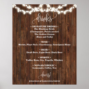 Drinks Menu Sign Country Western Wedding