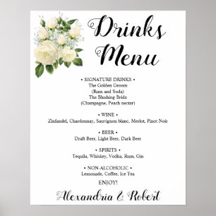 Drinks Menu   Wedding Sign