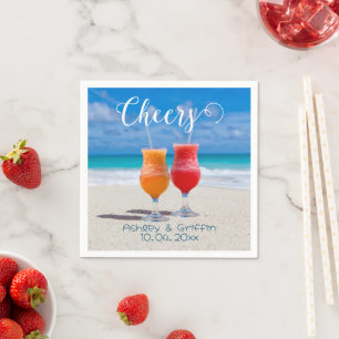 Drinks on Beach Bon Voyage Newlyweds Napkin