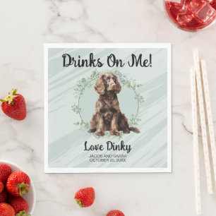 Drinks on Me! American Water Spaniel Pet Wedding Napkin
