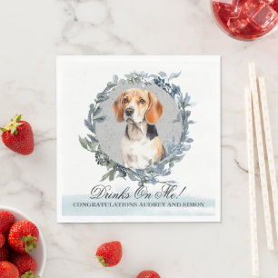Drinks on Me Beagle Dog Pet Wedding Napkin