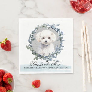 Drinks on Me Bichon Frise Pet Wedding Napkin