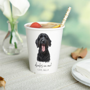 Drinks On Me! Black Russian Terrier Dog Wedding Paper Cups