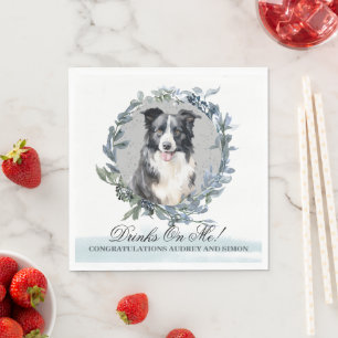 Drinks on Me Border Collie Pet Wedding Napkin